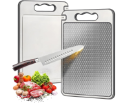Tábua de Corte para Cozinha Dupla Face Aço Inoxidável Afiador Integrado, Base Antiderrapante e Alça Ergonômica na Amazon
