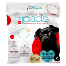 Tapete Higiênico Dr. Pads Super Premium 60x60 para Cães - 7 Unidades na Extra