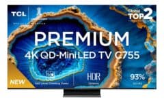 TCL Smart TV Premium 4k QD Mini Led 75C755 Google Tv Dolby Chumbo na Amazon