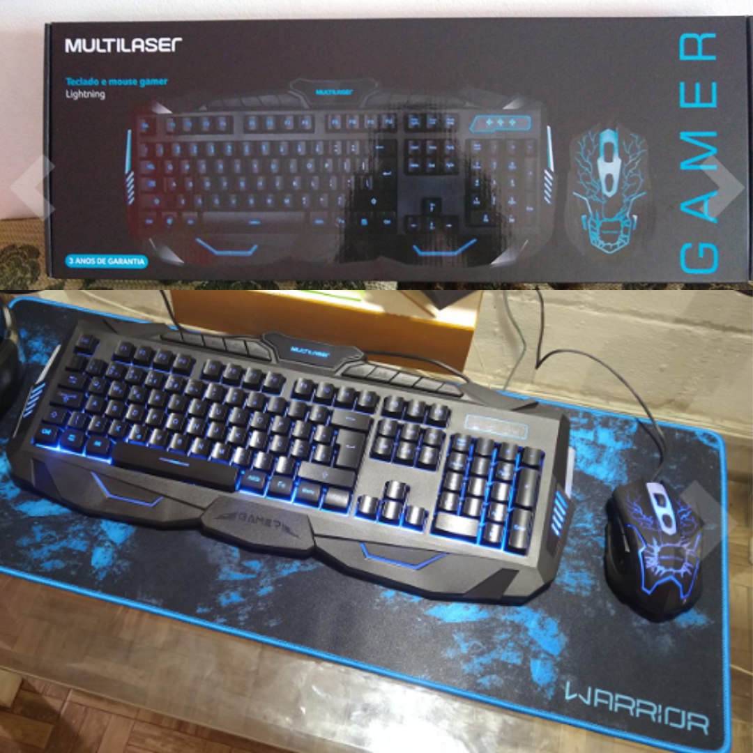 Teclado E Mouse Gamer C/ Fio Detalhes Azuis Multilaser-tc195 na Amazon