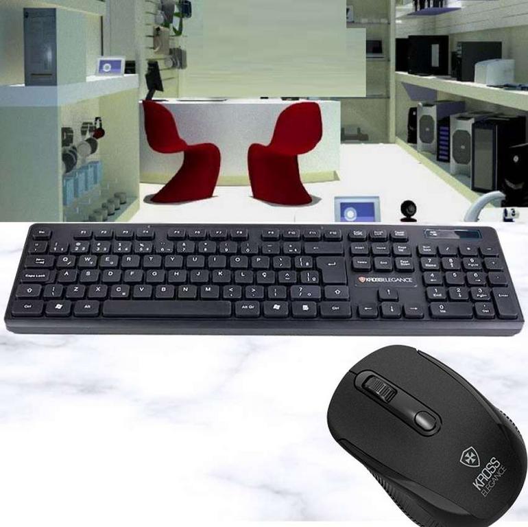 Teclado e Mouse Sem Fio Kross Wireless, USB, ABNT2, Preto – KE-KM558V1 – Kross Elegance na Magazine Luiza