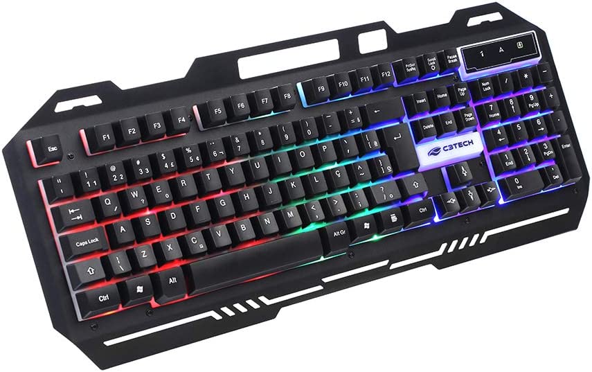 Teclado Gamer KG-40 da C3Tech, Preto, Teclado membrana gamer com tecla alta, Layout ABNT2, Iluminação multicores na Amazon