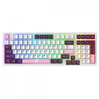 Teclado Gamer Mecânico SuperFrame Fusion Pro, RGB, Wireless/Bluetooth, Switch Kailh Box Ice Cream, Branco/Roxo E Rosa na Terabyte Shop
