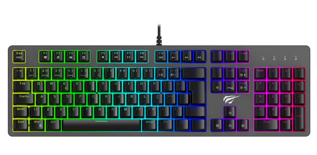 Teclado Mecânico LED RGB ABNT2, Gamer, Switch Outemu Blue, Teclas Double Shot, Anti-Ghosting, Havit, KB492L Blue na Amazon