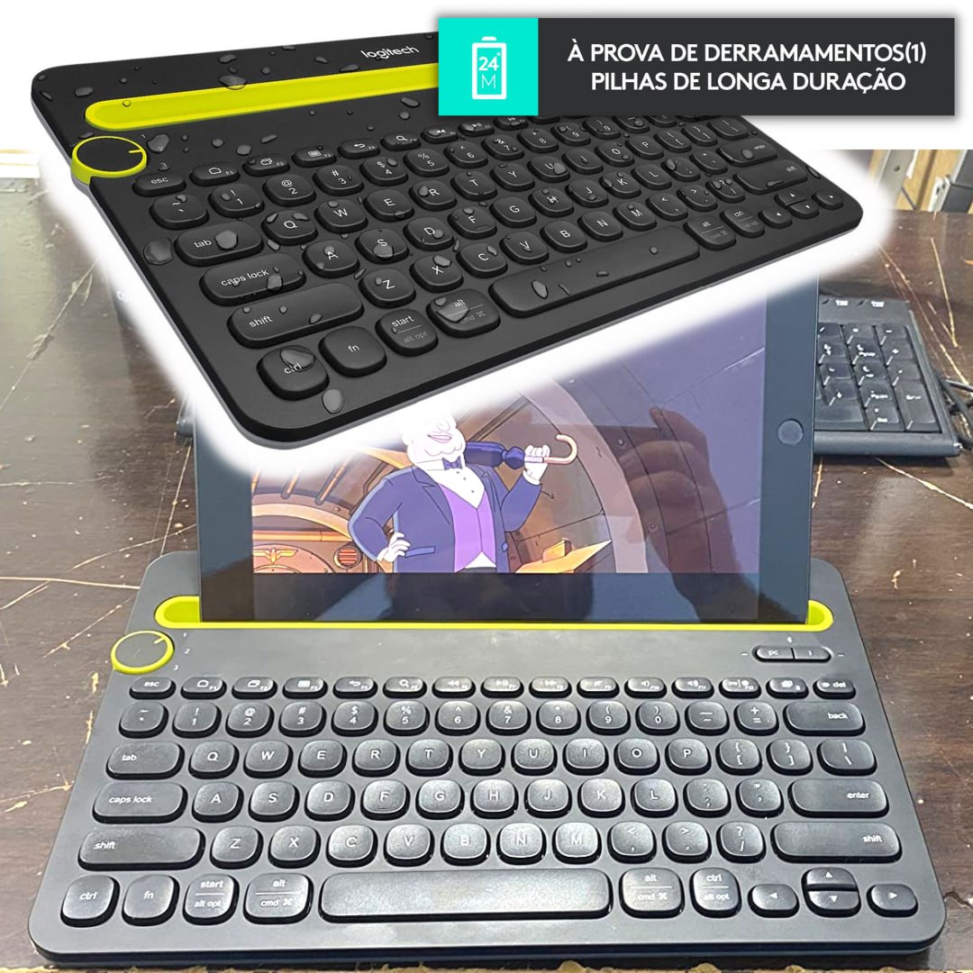 Teclado sem fio Logitech K480 com Suporte Integrado para Smartphone e Tablet, Conexão Bluetooth Easy-Switch para até 3 dispositivos e Pilha Inclusa na Amazon