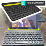 Teclado sem fio Logitech K480 com Suporte Integrado para Smartphone e Tablet, Conexão Bluetooth Easy-Switch para até 3 dispositivos e Pilha Inclusa na Amazon