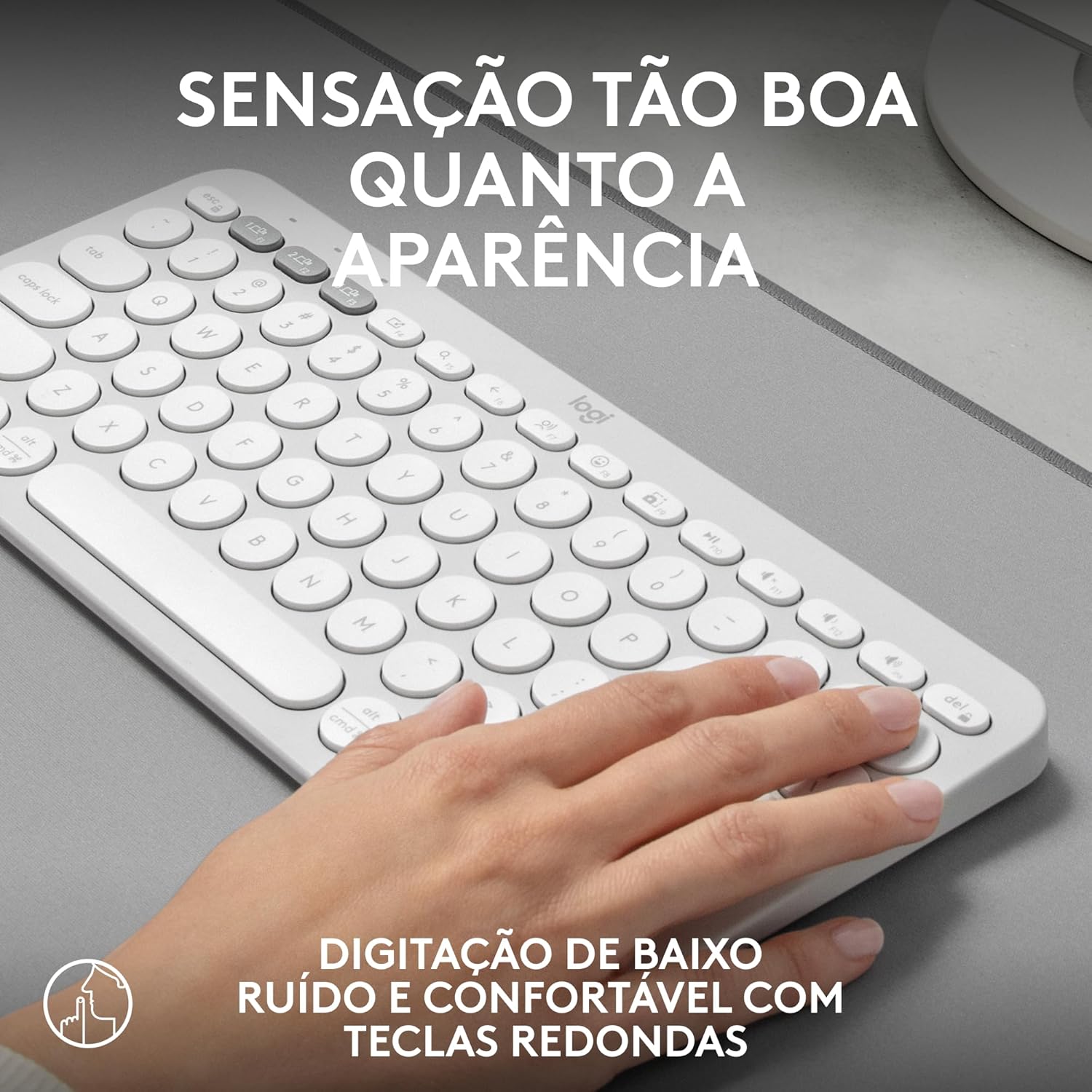 Teclado sem fio Logitech Pebble Keys 2 K380s com Conexão Bluetooth Easy-Switch e Pilha Inclusa – Compatível com PC, Mac, Chrome OS, Android, iOS e Apple TV, Layout US – Branco na Amazon