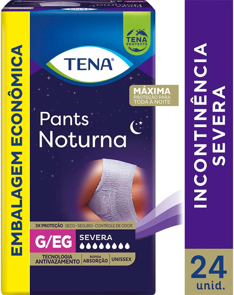 Tena Pants Noturna, Roupa Íntima para Incontinência Urinária, G/EG – 24 unidades na Amazon