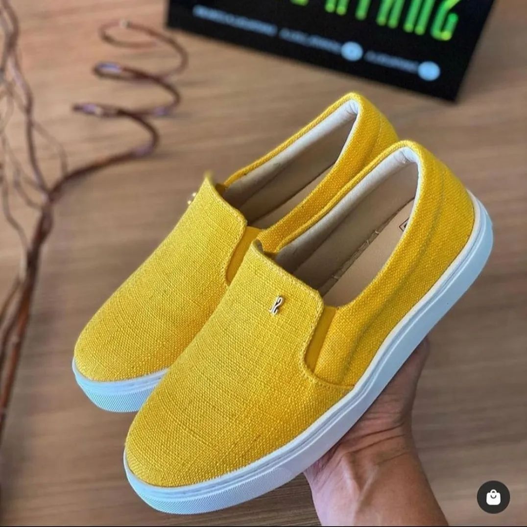 Tênis Santa Lolla Slip On Linho Feminino – Amarelo na Magazine Luiza