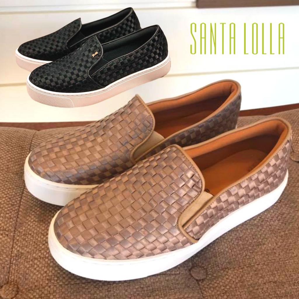 Tênis slip on tressê Santa Lolla na Amazon