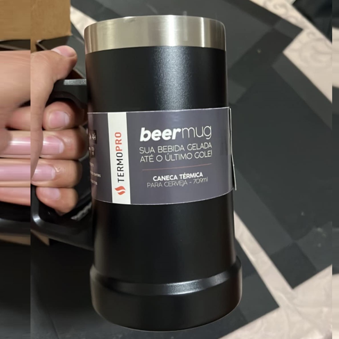 TERMOPRO Caneca Térmica para Cerveja 709ml Preto na Amazon