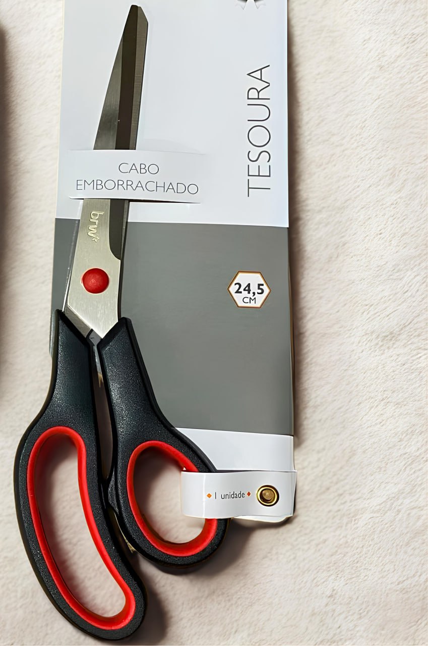 Tesoura de Aço Inox 25cm Cabo Emborrachado, BRW na Amazon