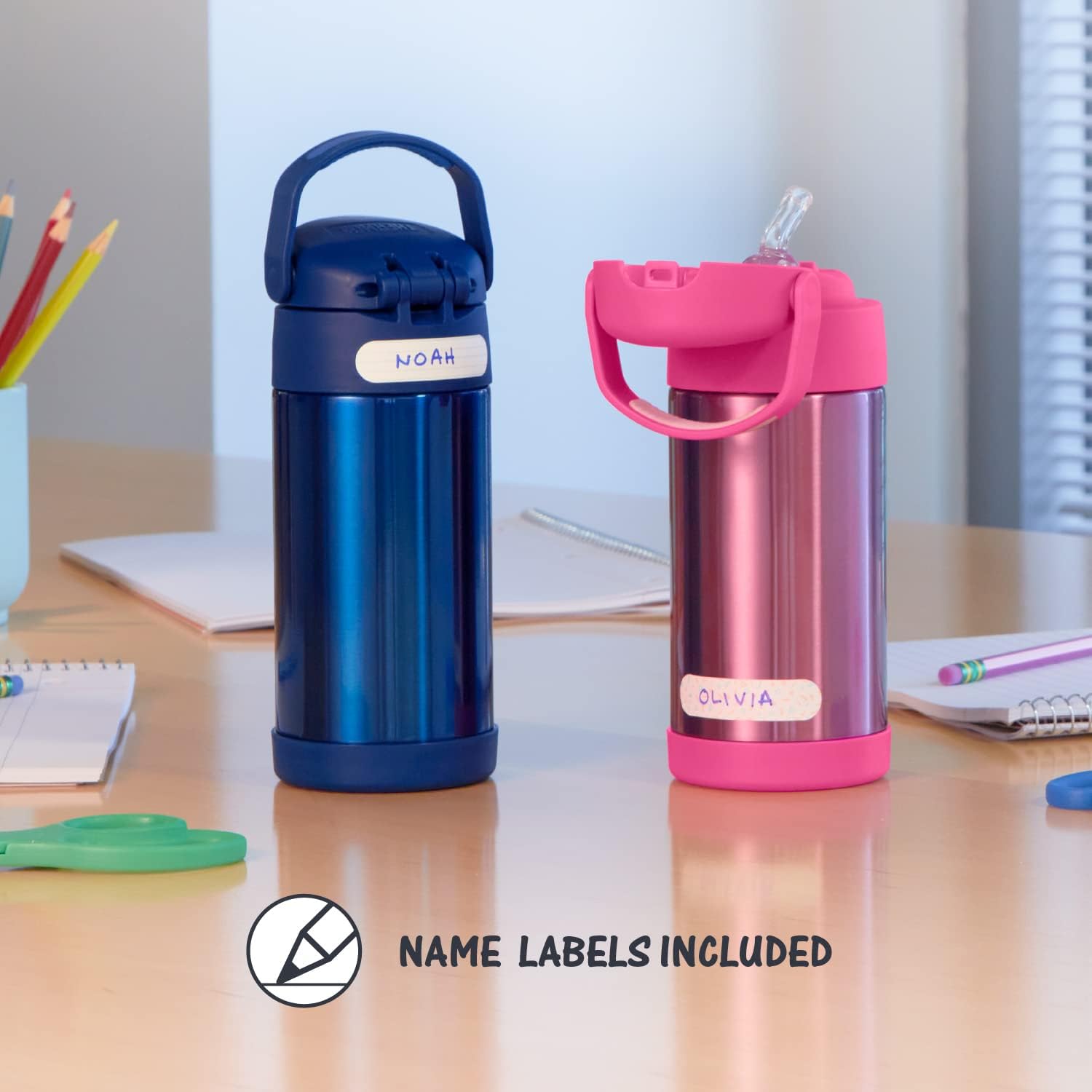 Thermos Garrafa infantil Carros Funtainer, aço inoxidável, 354 ml, rosa na Amazon