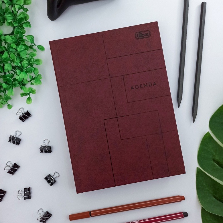 Tilibra – Agenda Executiva Costurada Diária 14,5 x 20,5 cm Prátika Permanente – Bordo na Amazon
