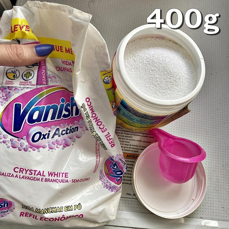 Tira Manchas em Pó Vanish Crystal White Oxi Action 400g para roupas brancas Refil Econômico na Amazon