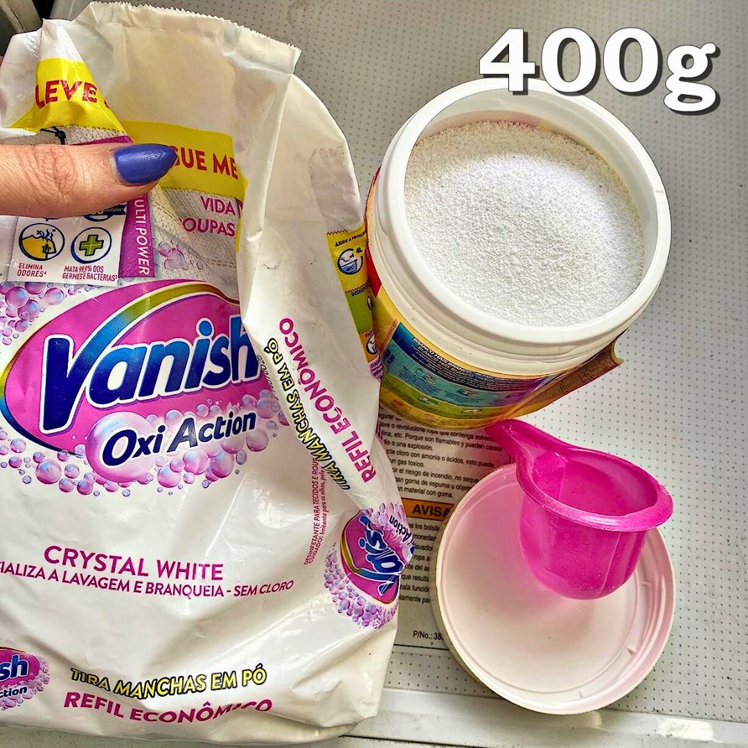 Tira Manchas em Pó Vanish Crystal White Oxi Action 400g para roupas brancas Refil Econômico na Amazon