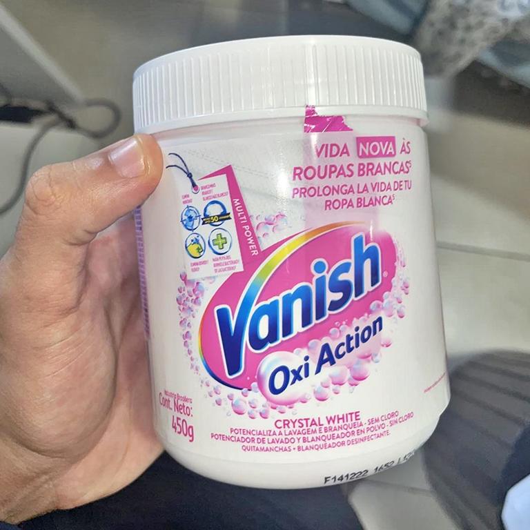 Tira Manchas em Pó Vanish Crystal White Oxi Action 450g para roupas brancas na Amazon