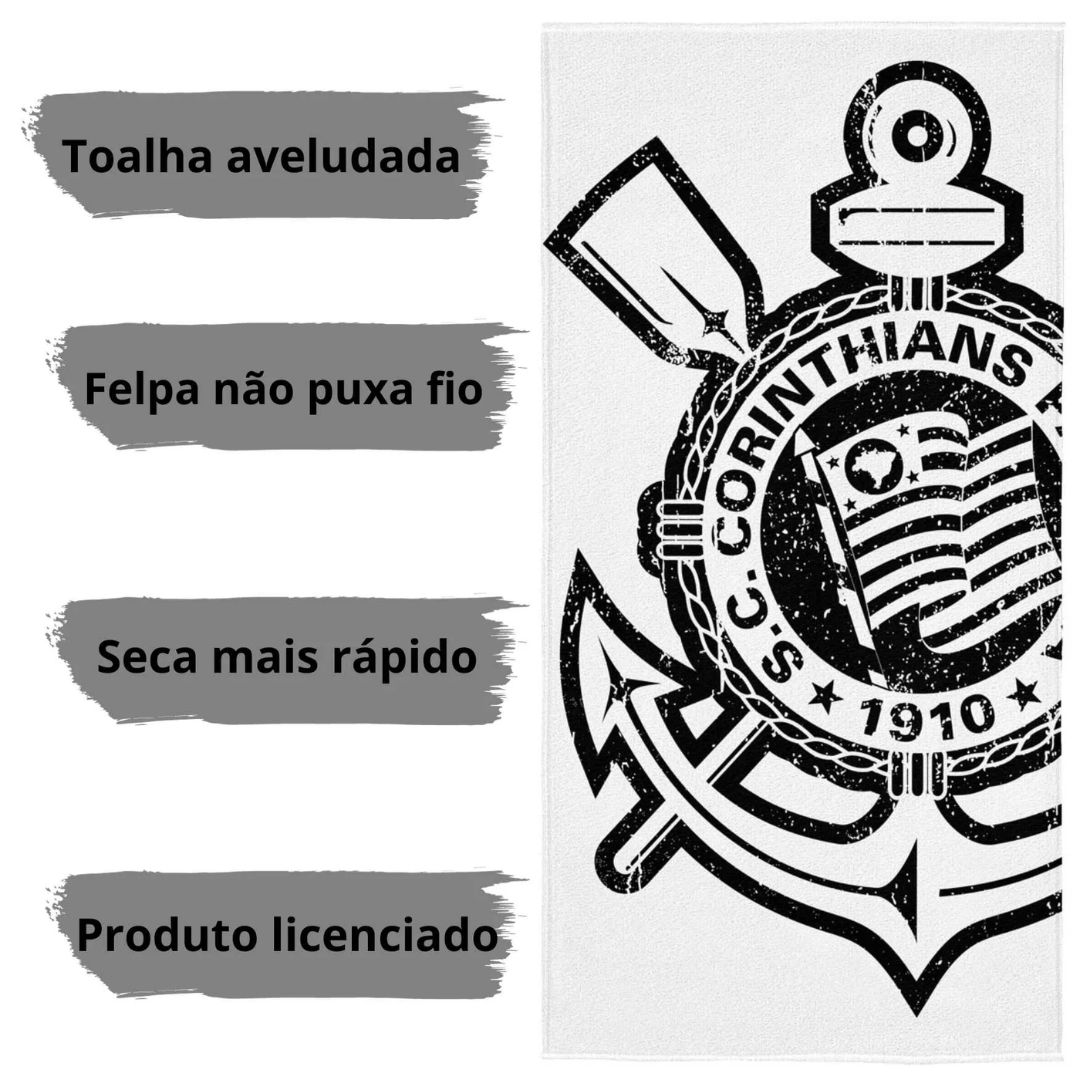 Toalha Aveludada Transfer Corinthians 70 cm x 1,40 m Com 1 peça na Amazon