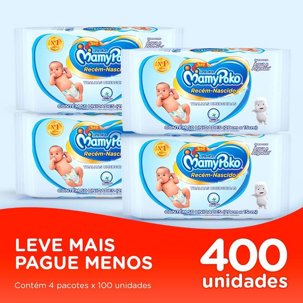 Toalha Umedecida MamyPoko Recém-Nascido – 400 Unidades na Extra