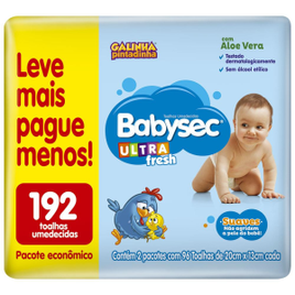 Toalhas Umedecidas para Bebês Babysec Ultrafresh - 192 Unidades na Casas Bahia