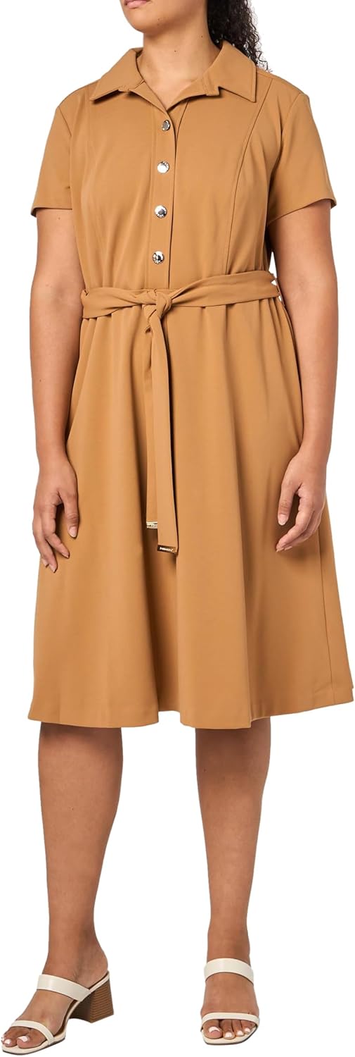 Tommy Hilfiger Vestido feminino Scuba Midi Tie Cintura na Amazon