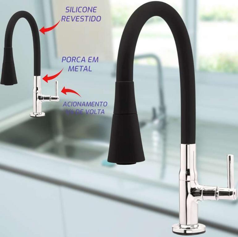 Torneira Para Cozinha Bancada Flexível tubo Preto Conic 2 Jatos 3069 C29 na Amazon