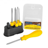 Tramontina 41110506 Jogo De Chaves De Fenda Com Pontas Intercambiáveis, Conjunto De 6 Peças, Amarelo na Amazon