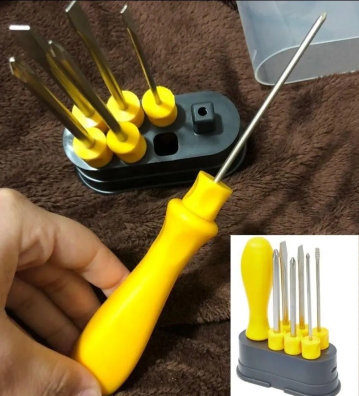 Tramontina 41110506 Jogo de Chaves de Fenda com Pontas Intercambiáveis, Conjunto de 6 Peças, Amarelo na Amazon