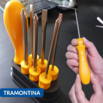 Tramontina 41110506 Jogo de Chaves de Fenda com Pontas Intercambiáveis, Conjunto de 6 Peças, Amarelo na Amazon