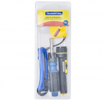 Tramontina 43408123, Kit Ferramentas 10 Peças, Com 1 Trena Estilete Lanterna Chave Com Adaptador 6 Ponteiras na Amazon