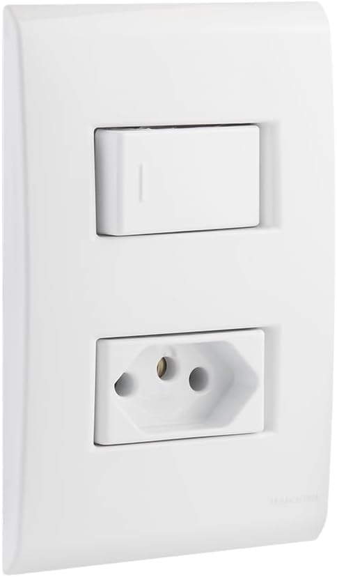 Tramontina Conjunto com 1 Interruptor Simples 10A 250V e 1 Tomada 2P+T 20A 250V 4×2 – Liz Branco na Amazon