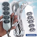 Tramontina Extensão Múltipla 5 Tomadas 2P+T 10 A 250 V 1,5 m na Amazon