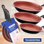 Tramontina JOGO FRIGIDEIRAS 3PCS CARIBE PRETO - SORTIDOS DE ALUMINIO COM REV ANTIADERENTE E POLIESTER na Amazon