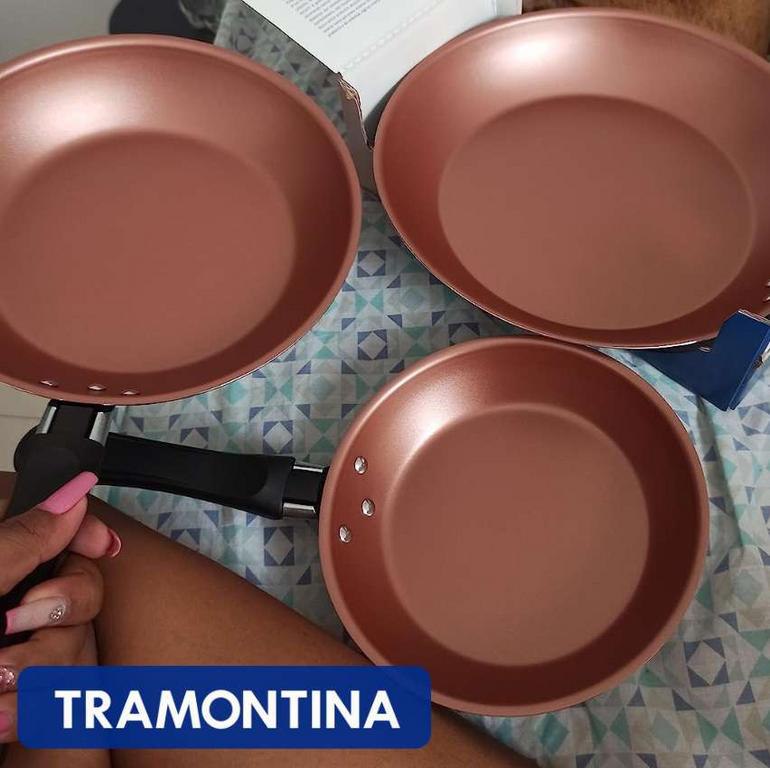 Tramontina Jogo Frigideiras 3pcs Caribe Preto – Sortidos de Aluminio Com Rev Antiaderente e Poliester na Amazon