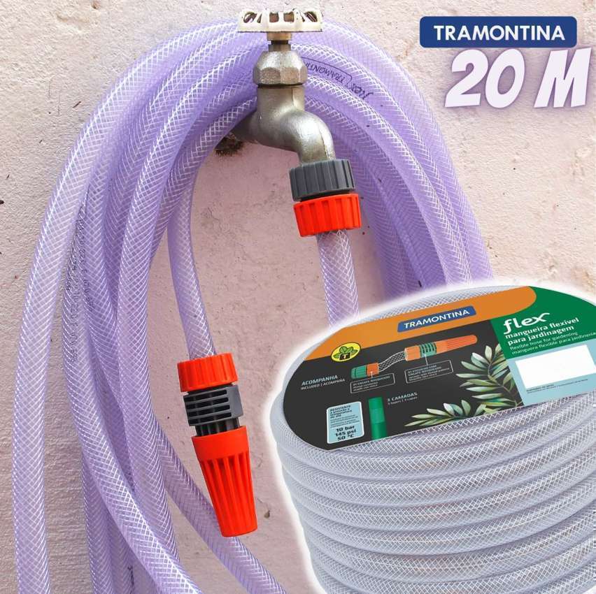 Tramontina Mangueira Flex Para Jardim, 20 M, Com Engates Rosqueados E Esguicho na Amazon