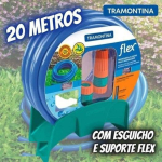 Tramontina, mangueira flexível para jardim 20m com engates esguicho e suporte azul na Amazon
