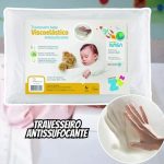 Travesseiro Antissufocante, Visco Revestimento, 30x40cm, Branco, Fibrasca na Amazon