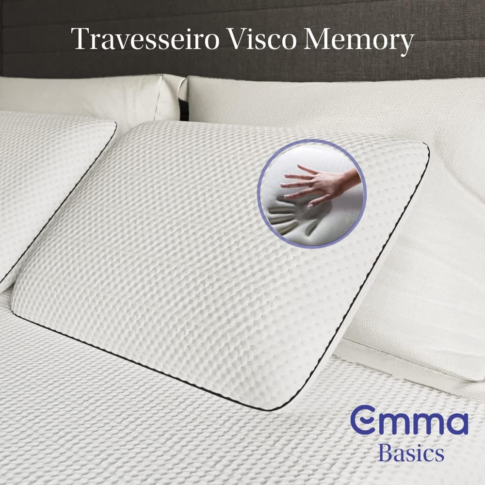 Travesseiro Memory Visco Emma Basics – Tecnologia NASA desenvolvida na Alemanha na Amazon