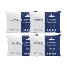 Travesseiros Camesa Micro Cotton 100% Poliéster 180 Fios 50 x 70 cm Brancos – 4 Unidades na Casas Bahia