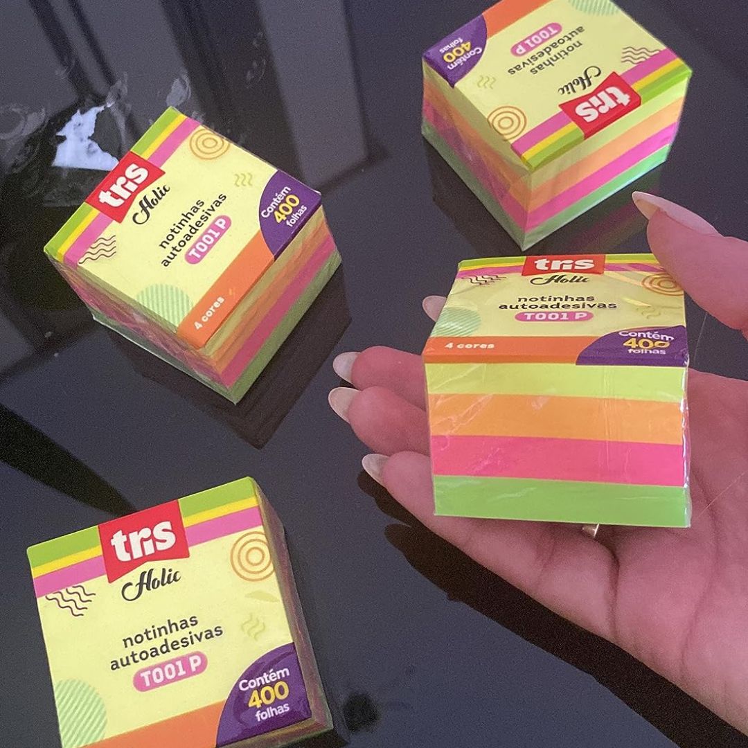 Tris, Nota Autoadesiva, pacote de 400, Multicor na Amazon