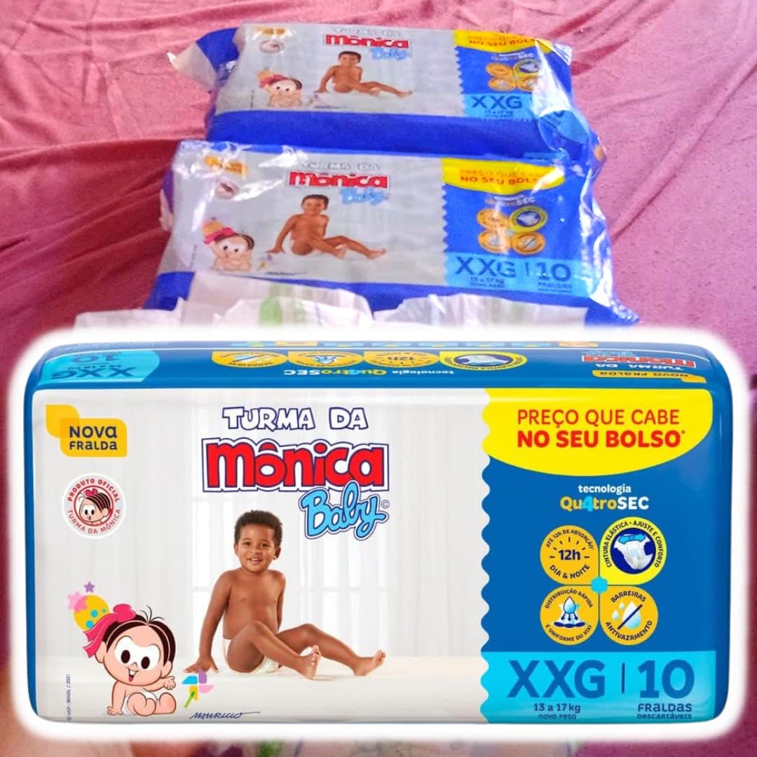 Turma da Mônica Baby Fralda Jumbinho Xxg 10 Unidades na Amazon
