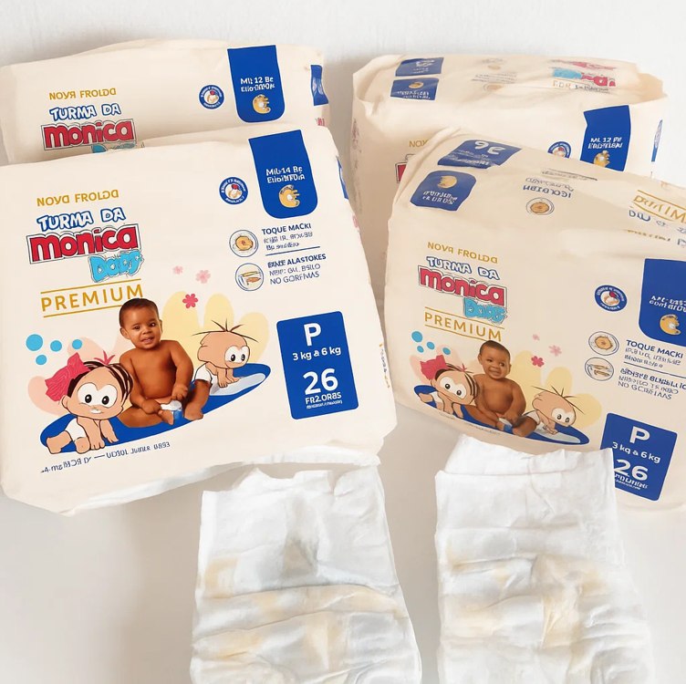 Turma da Mônica Baby Premium Jumbo P 26 Unidades na Amazon