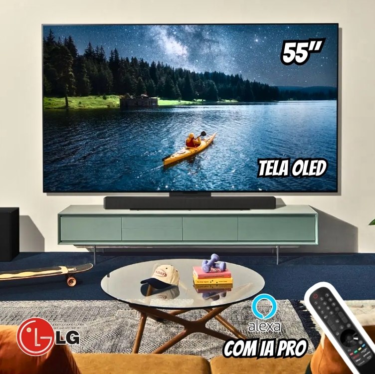 TV LG 55″ Smart OLED 4K UHD OLED55C4PSA Processador α9 Ger7 AI Painel 144Hz Intensificador de Brilho Design Ultra Slim Dolby Vision Dolby Atmos na Amazon
