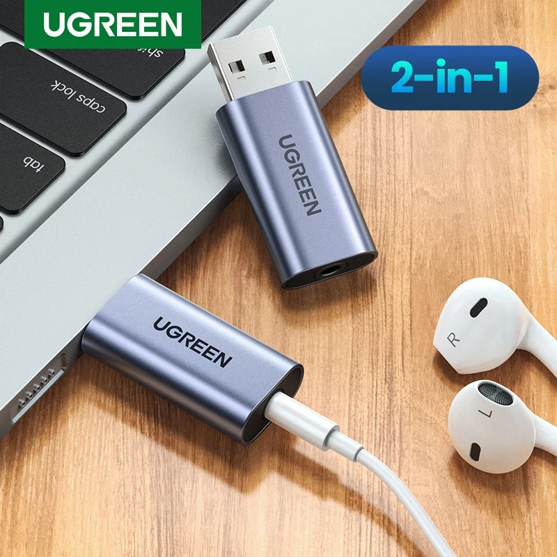 Ugreen placa de som 2-em-1 usb interface de áudio externo 3.5mm na Aliexpress