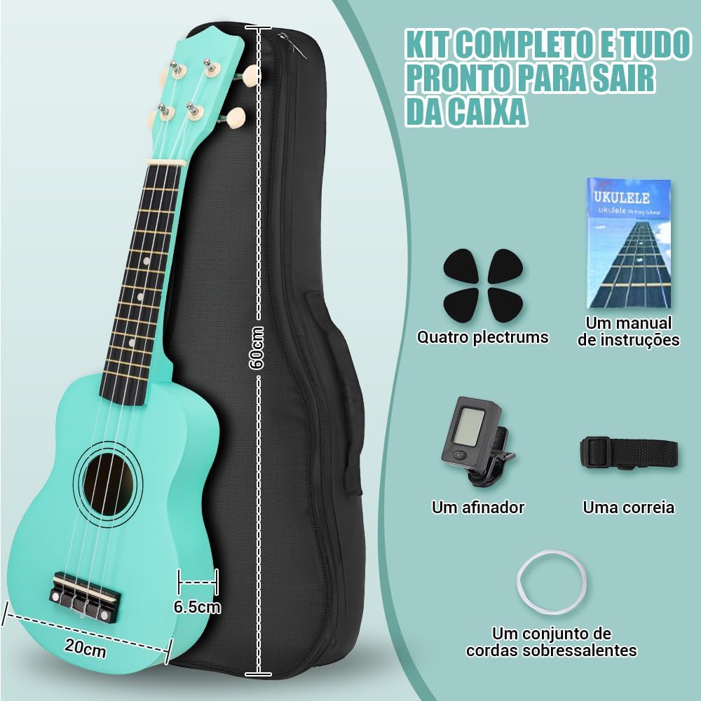 Ukulele, Violao Acustico, 4 String Guitar with Store Bag (23in) Com Afinador Capa 4 Palhetas Corda Reserva E Manual na Amazon