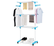 Varal De Chão 3 Andares Dobrável Retrátil Aço 4 Rodas Azul MM House na Amazon