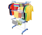 Varal de Chão Dobrável 3 Andares em Aço Inox – Azul e Branco na Amazon