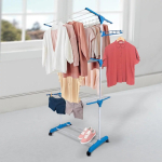 Varal Torre 3 Andares Inox Retratil Compacto 4 Rodinhas Azul na Amazon