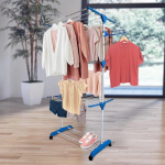 Varal Torre 3 Andares Inox Retratil Compacto 4 Rodinhas Azul na Amazon