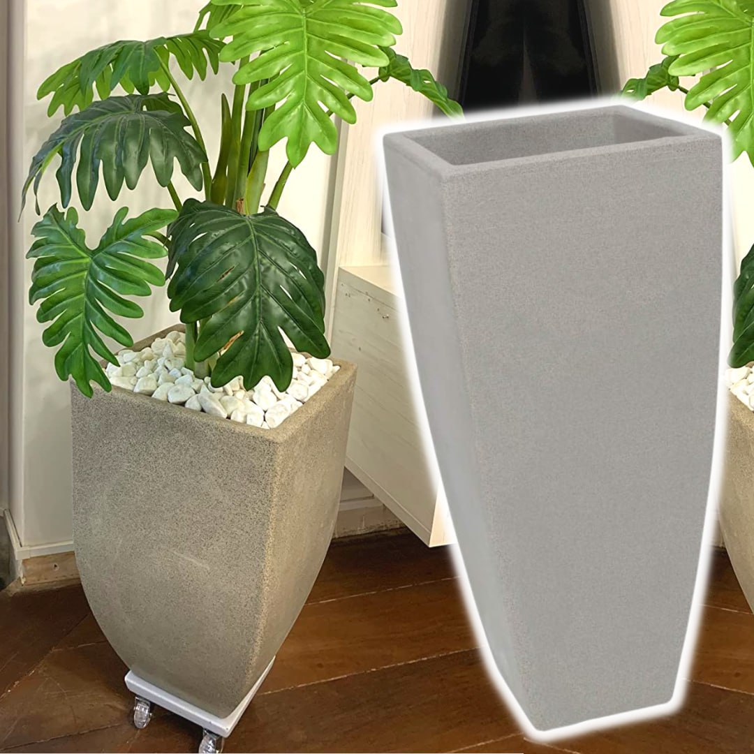 Vasart Malta Vaso de Flores Trapezio, Granito Pedra, 40x90cm na Amazon